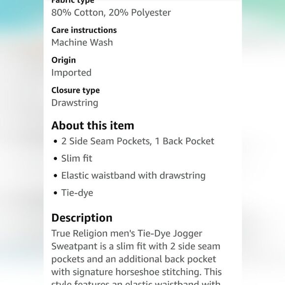 True Religion Horseshoe Logo Tie Dye Pocketed Joggers - Picture 6 of 9